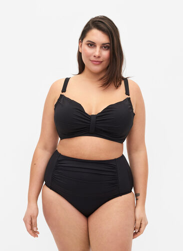 High waisted bikini bottom, Black, Model image number 0