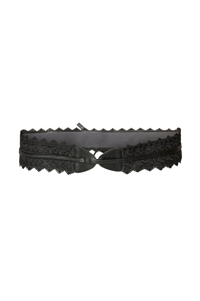 Waist belt with lace and tie fastening, Black, Packshot image number 1