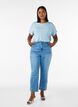 Viscose T-shirt with glitter stripes, Light Blue, Model image number 1