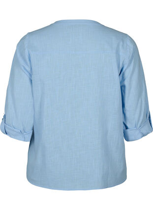 Cotton shirt blouse with v-neck, Serenity, Packshot image number 1