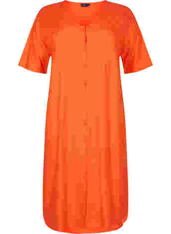 Short-sleeved viscose shirt dress