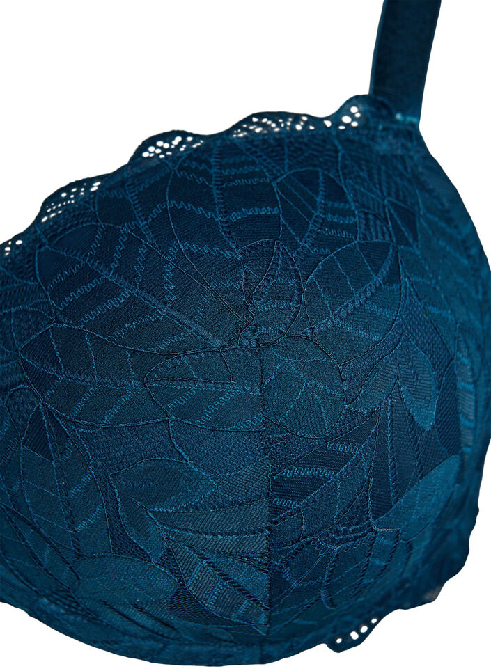 Lace bra with moulded cups, Blue, Packshot image number 2