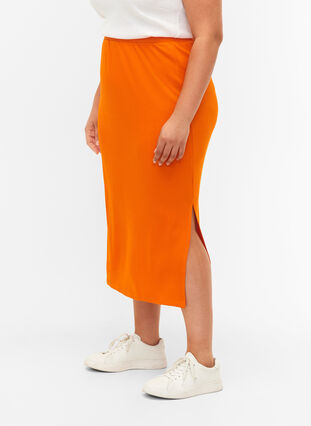 Tight-fitting viscose midi skirt, Exuberance, Model image number 2