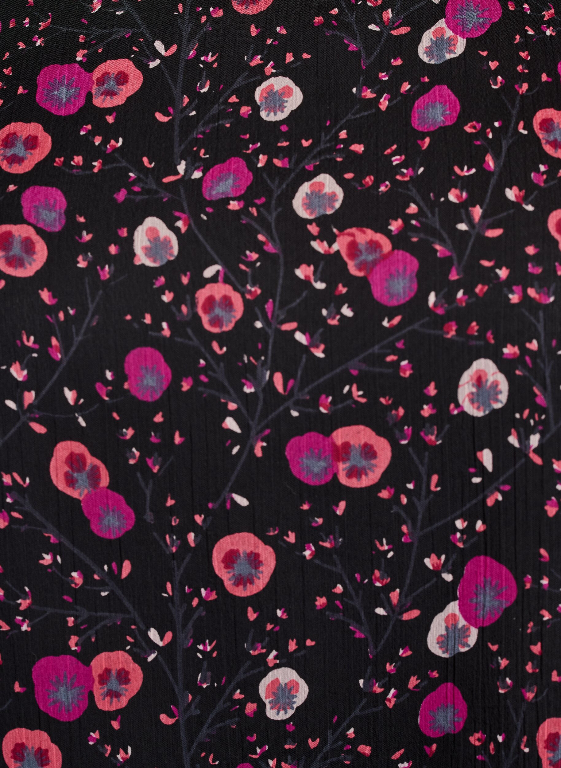 Zizzifashion Floral chiffon blouse with sheer sleeves, Black, Packshot image number 2