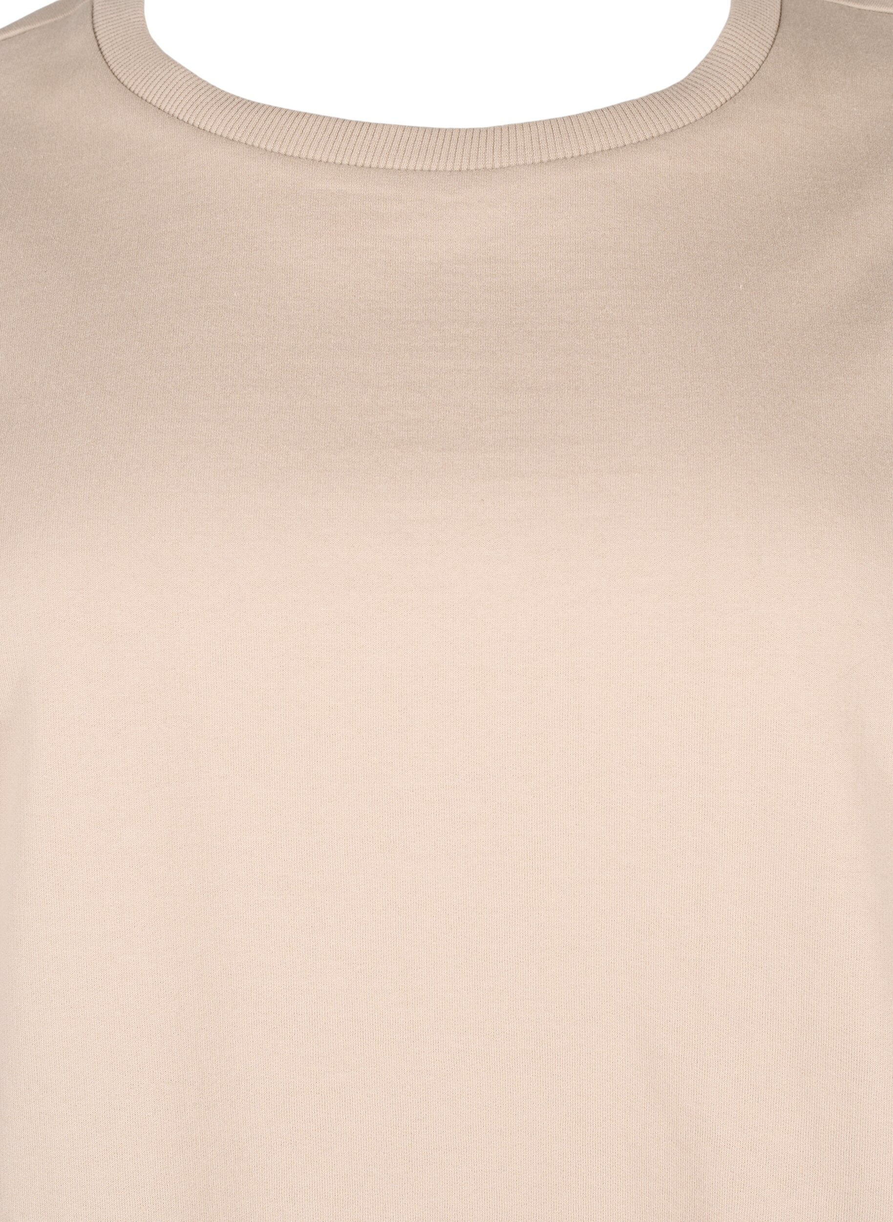 Zizzifashion Sweatshirt with a round neck, Simply Taupe, Packshot image number 2
