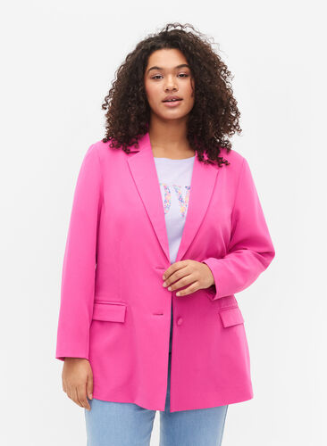 Classic blazer with button closure, Rose Violet, Model image number 0