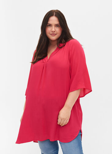 Viscose tunic with 3/4 sleeves, Love Potion, Model image number 0