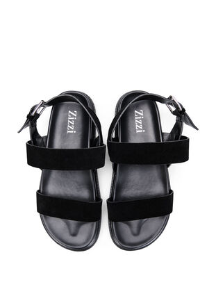 Wide fit sandal in suede, Black, Packshot image number 2