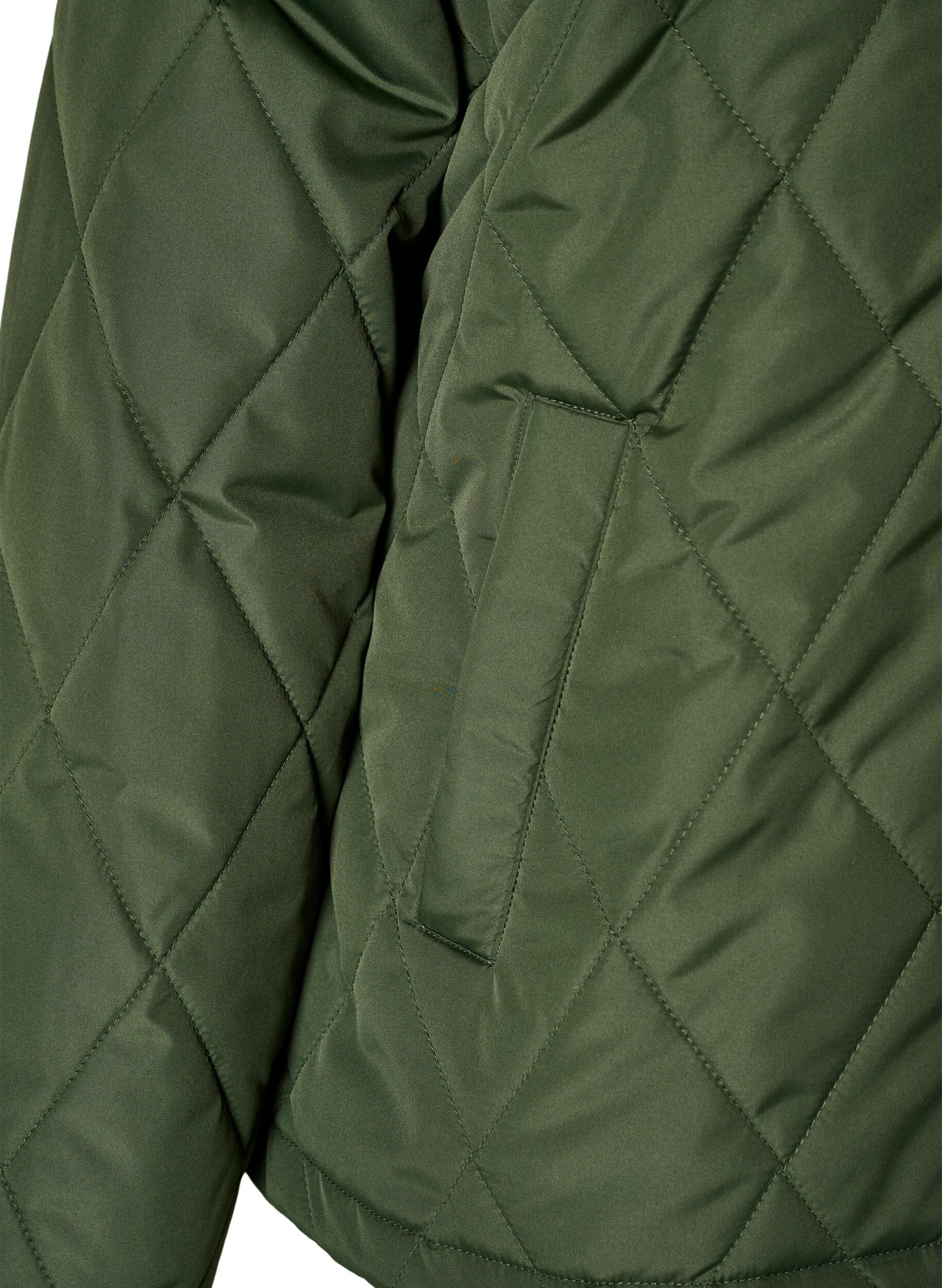 ZizzifashionLightly padded jacket with diamond quilt, Green, Packshot image number 3