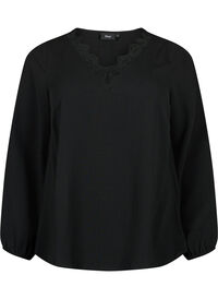 V-neck blouse with lace trim
