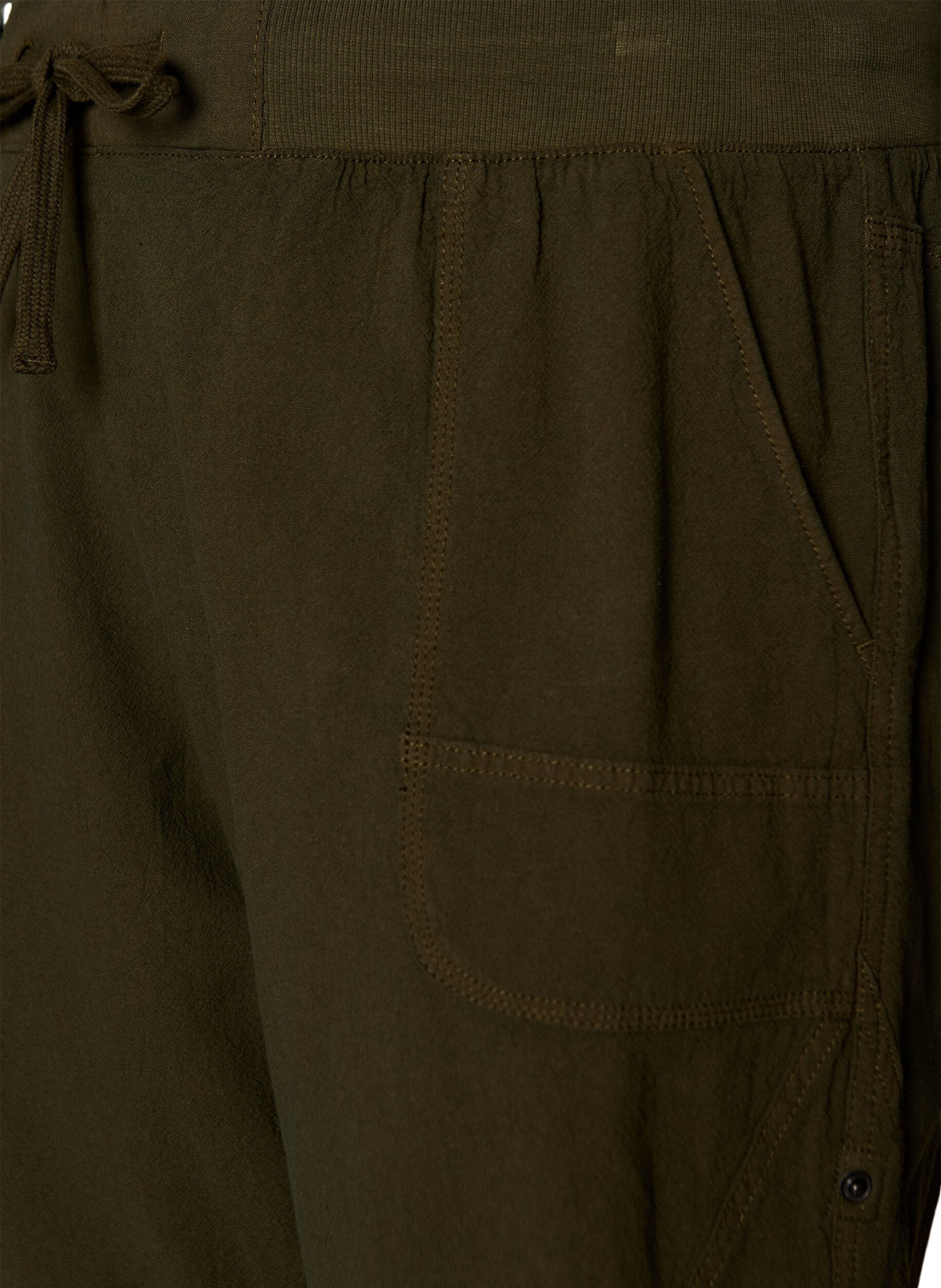 ZizzifashionLoose cotton shorts with pockets, Green, Packshot image number 2