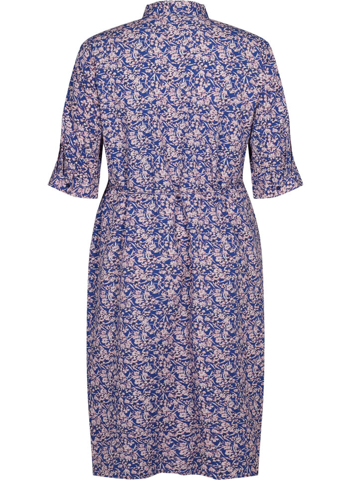 FLASH - Shirt dress with floral print, Strong Blue Flower, Packshot image number 1