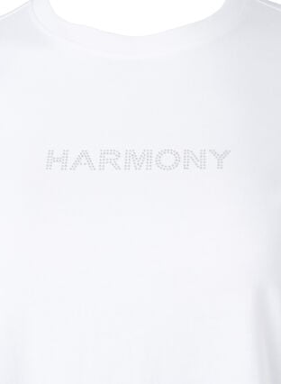 Organic cotton t-shirt with text, White HARMONY, Packshot image number 2