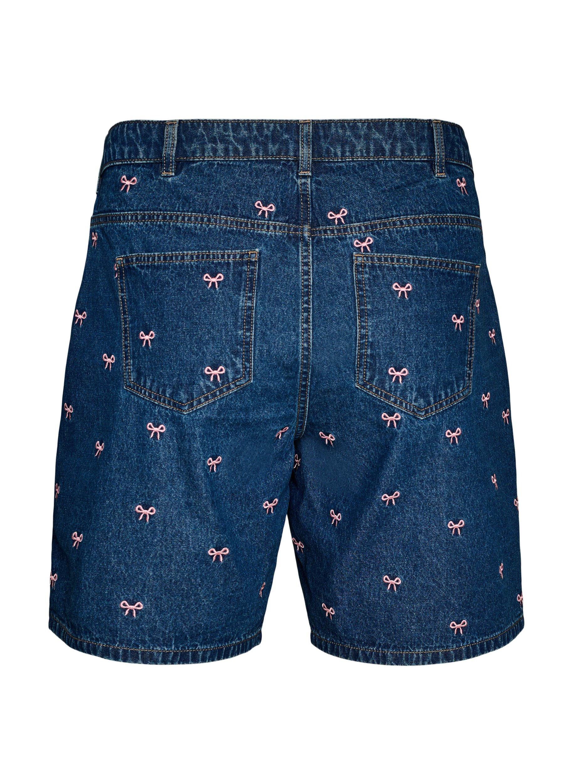 ZizzifashionEmbroidered denim shorts, Blue, Packshot image number 1