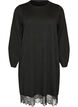 Short knitted dress with lace hem, Black, Packshot image number 0