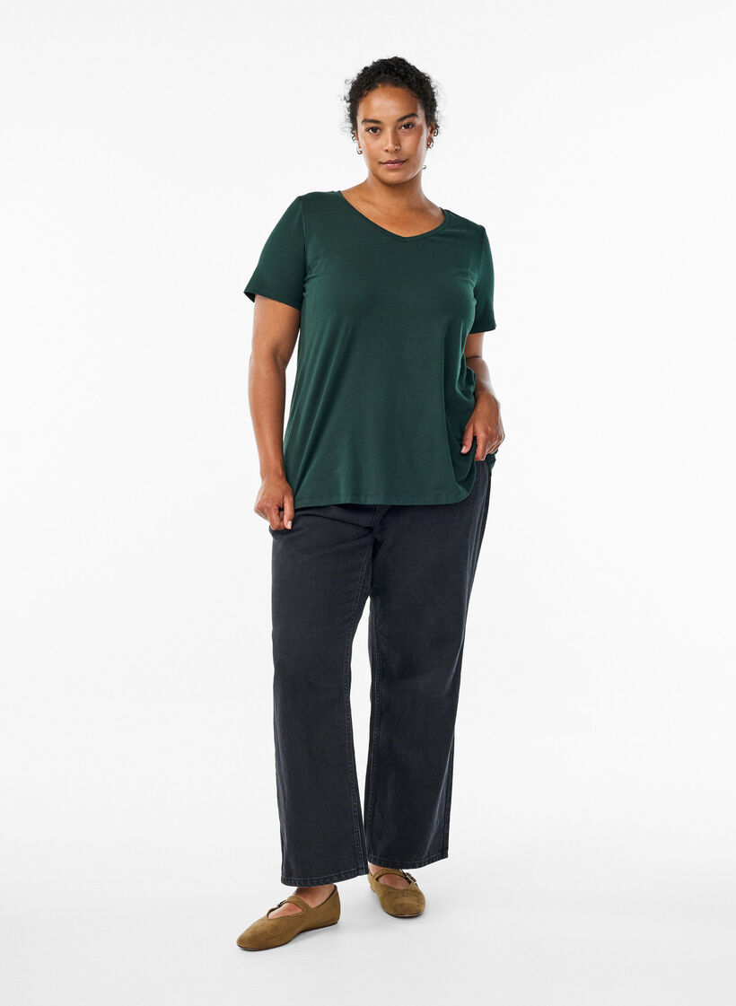 Basic plain cotton t-shirt, Green, Model image number 1