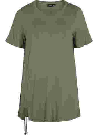 Short-sleeved viscose tunic with snow details