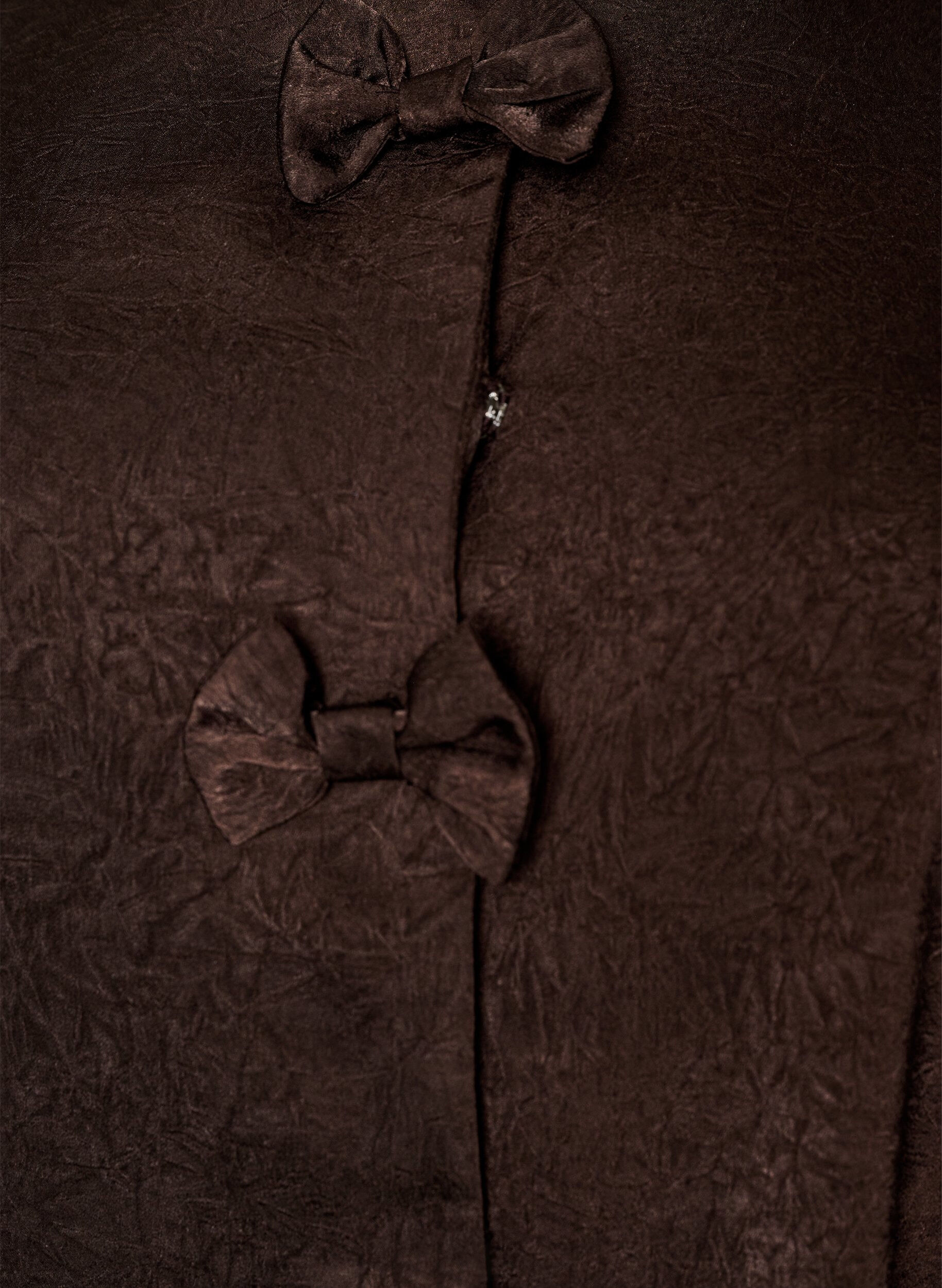 ZizzifashionSatin blouse with bows and elbow-length sleeves, Brown, Packshot image number 2