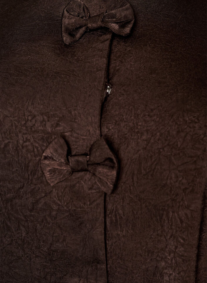 Satin blouse with bows and elbow-length sleeves, Brown, Packshot image number 2
