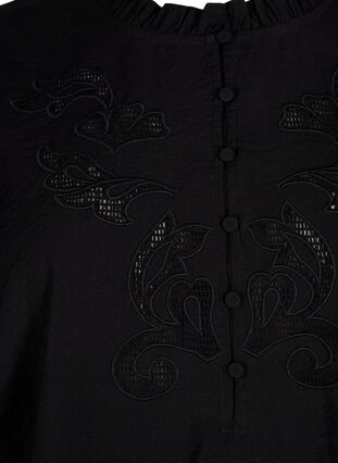 Blouse with ruffles and broderie anglaise, Black, Packshot image number 2
