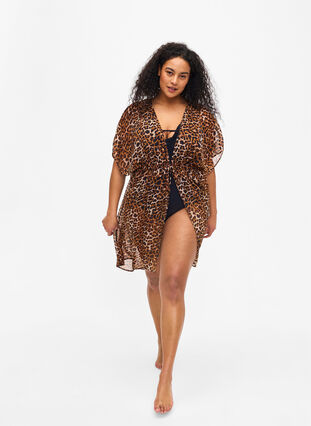 Beach kimono with print, Leopard, Model image number 3