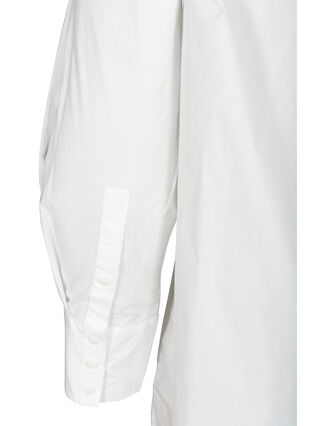 Long cotton shirt with chest pockets, Bright White, Packshot image number 3