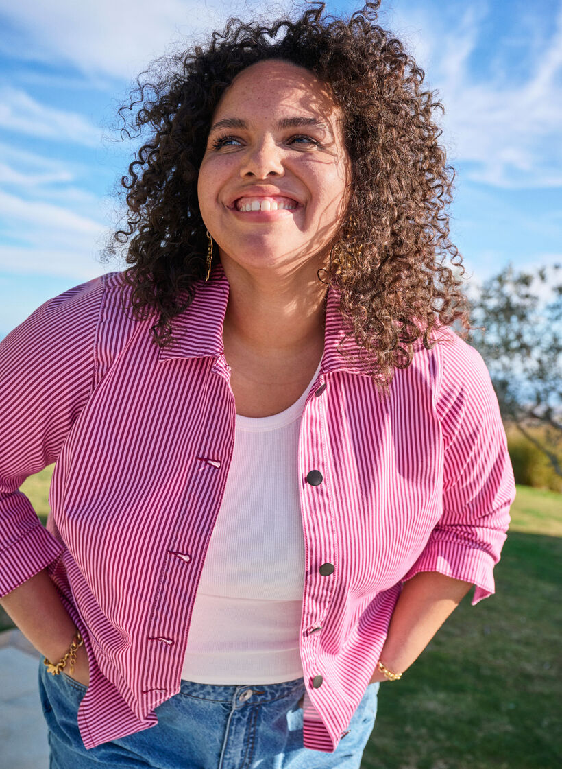 Striped shirt with pockets, Red, Image image number 0