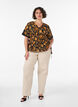 Floral cotton blouse with tie-fastening, Orange, Model image number 1