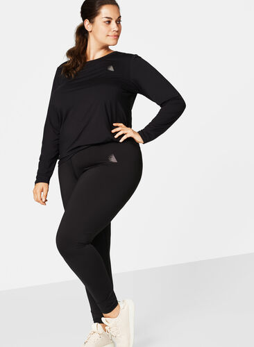 Long-sleeved fitness top, Black, Model image number 1