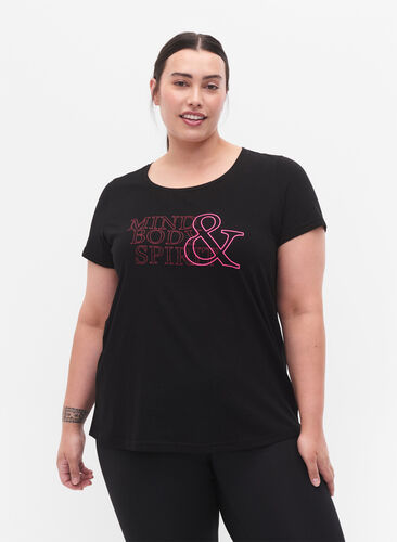 Training T-shirt with print, Black w. Mind/Body, Model image number 0