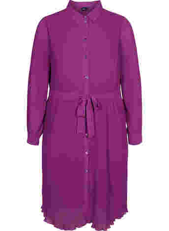 Pleated shirt dress with tie string