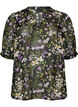 Blouse with floral print and V-neck, Black, Packshot image number 0