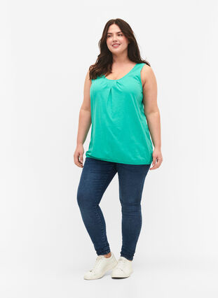 Cotton top with lace trim, Aqua Green, Model image number 2
