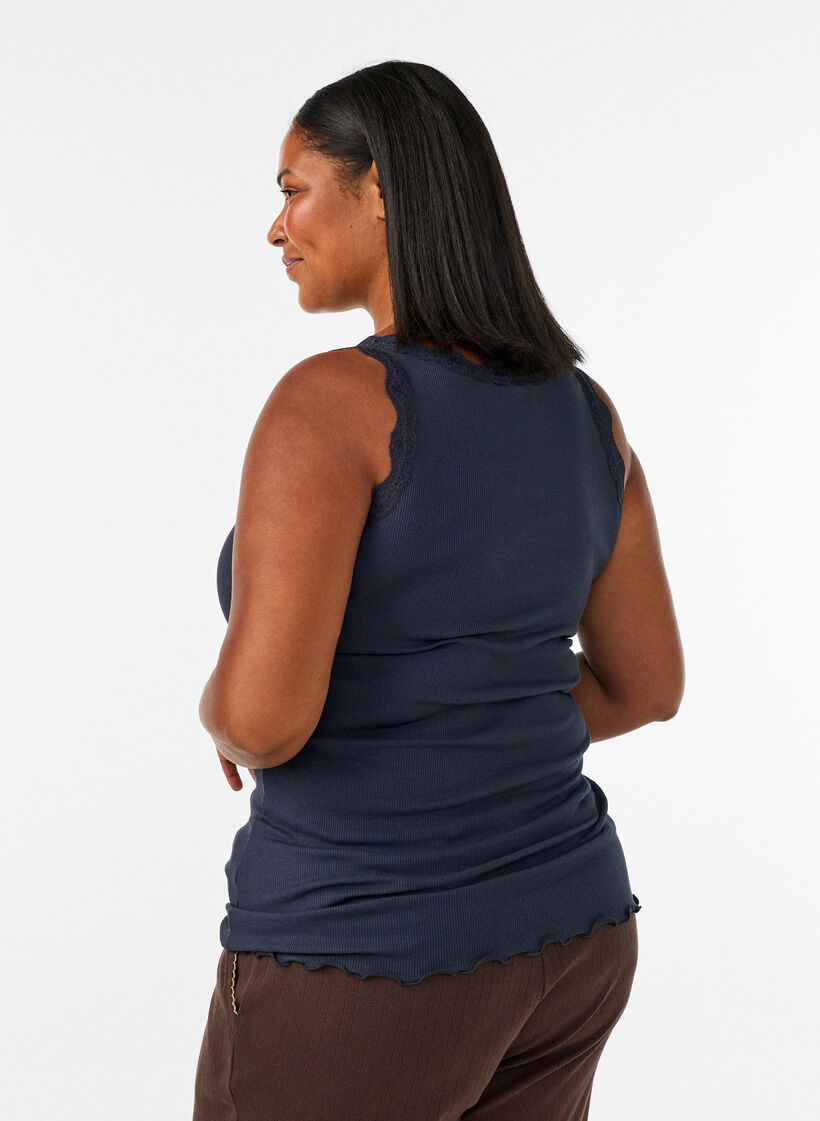 Top with lace trim, Blue, Model image number 2