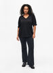 V-neck blouse with hole pattern, Black, Model image number 2