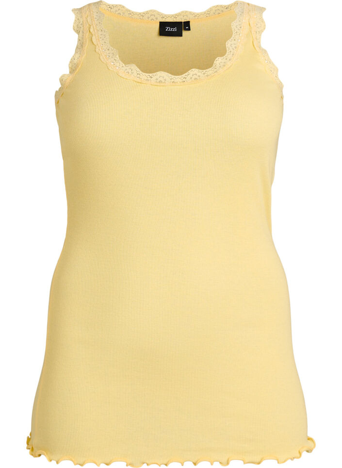 Top with lace trim, Yellow, Packshot image number 0