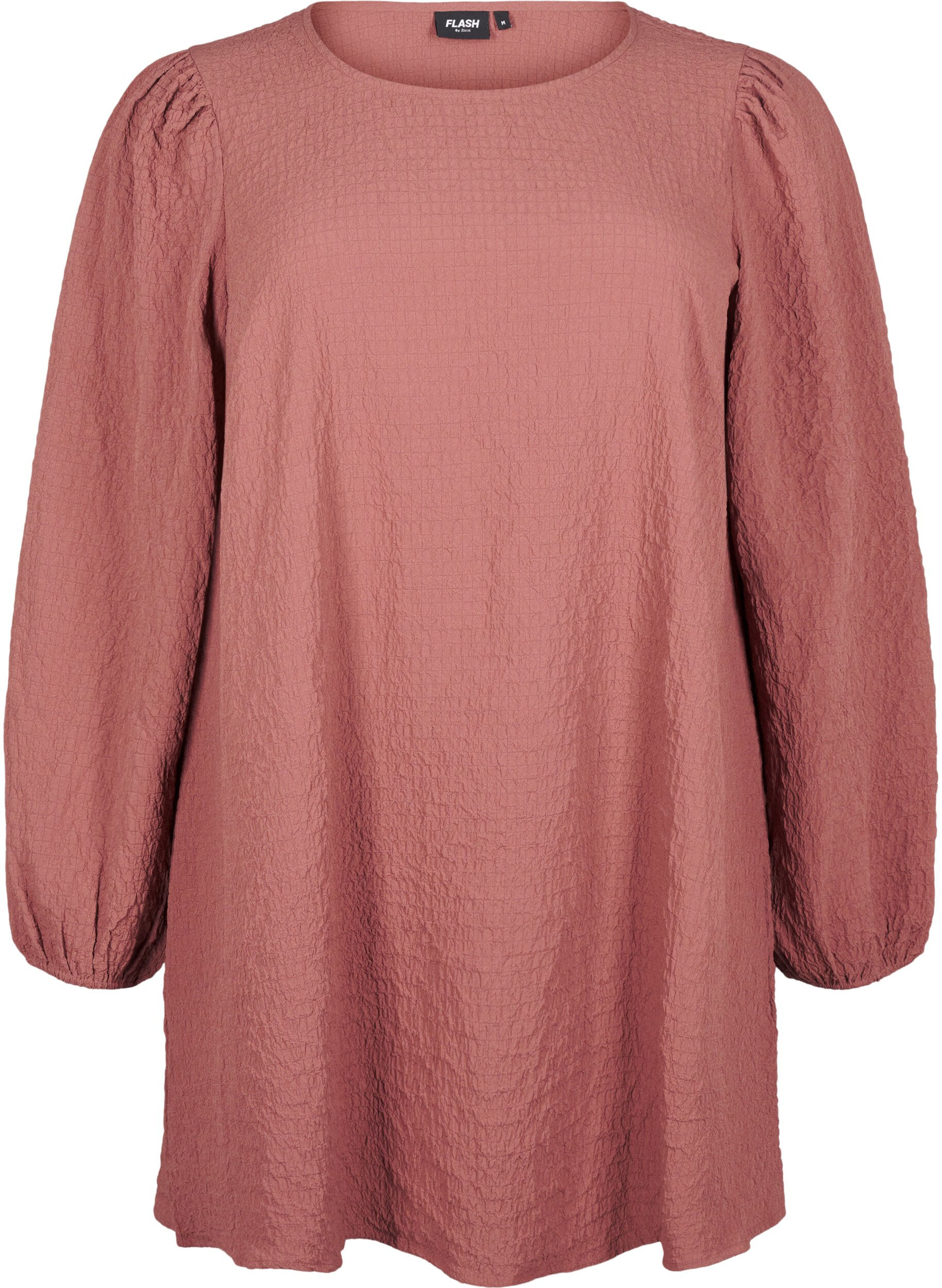 Zizzifashion FLASH - Long-sleeved tunic with a round neck, Brown, Packshot image number 0