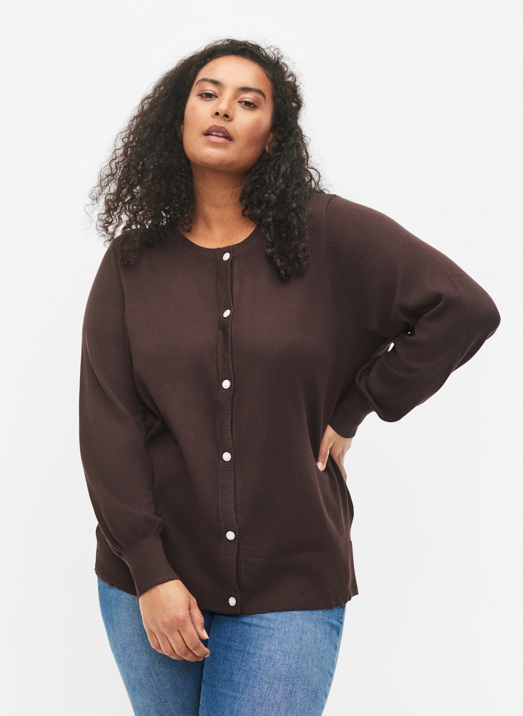 Short knitted viscose cardigan with 