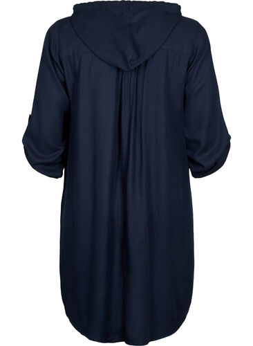 Viscose tunic with hood, Navy Blazer, Packshot image number 1