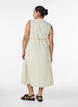 Sleeveless striped midi dress in linen and viscose, Green, Model image number 1