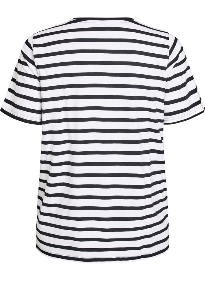 Striped T-shirt in organic cotton, White, Packshot image number 1