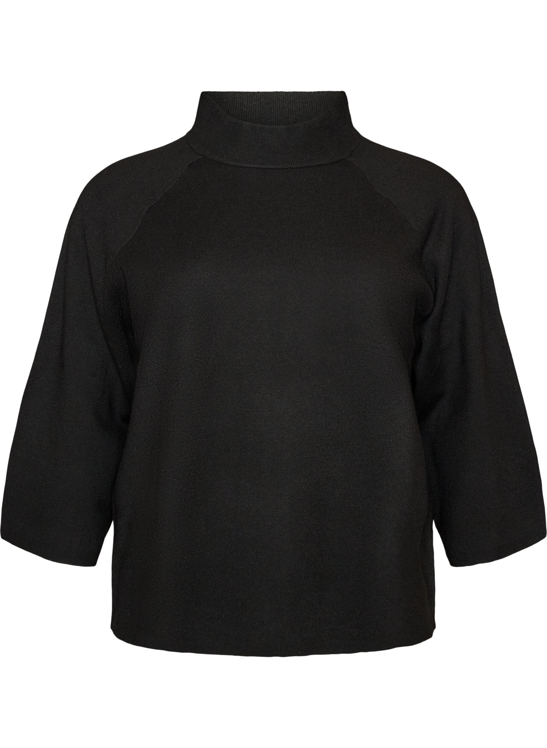ZizzifashionKnitted blouse in a viscose blend with a turtleneck, Black, Packshot image number 0