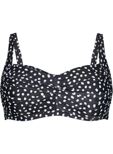 Printed bikini top, Black White Dot, Packshot image number 0