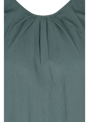 Short-sleeved viscose blouse with round neck, Balsam Green, Packshot image number 2