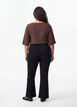 Shirt blouse with V-neck and 3/4 sleeves, Brown, Model image number 2