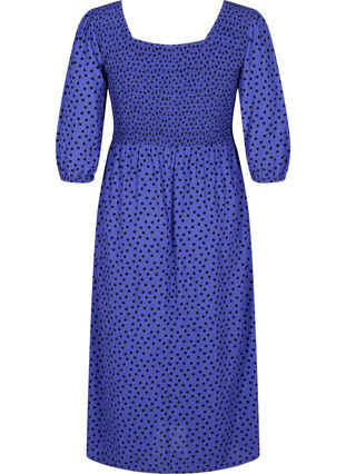 Polka dotted viscose dress with smock, R.Blue w. Black Dot, Packshot image number 1
