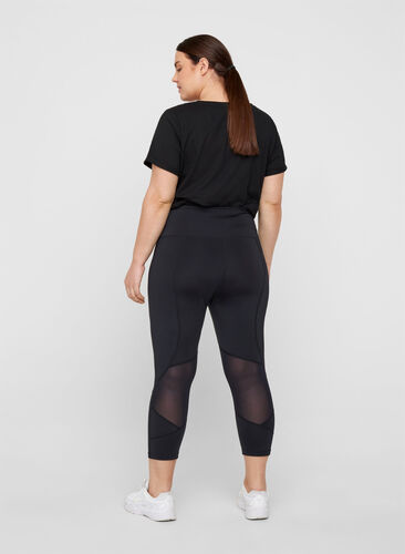 Exercise capris with mesh, Black, Model image number 1