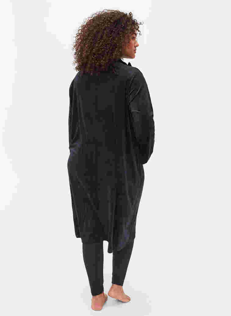 Velour robe with zip and pockets, Black, Model image number 1