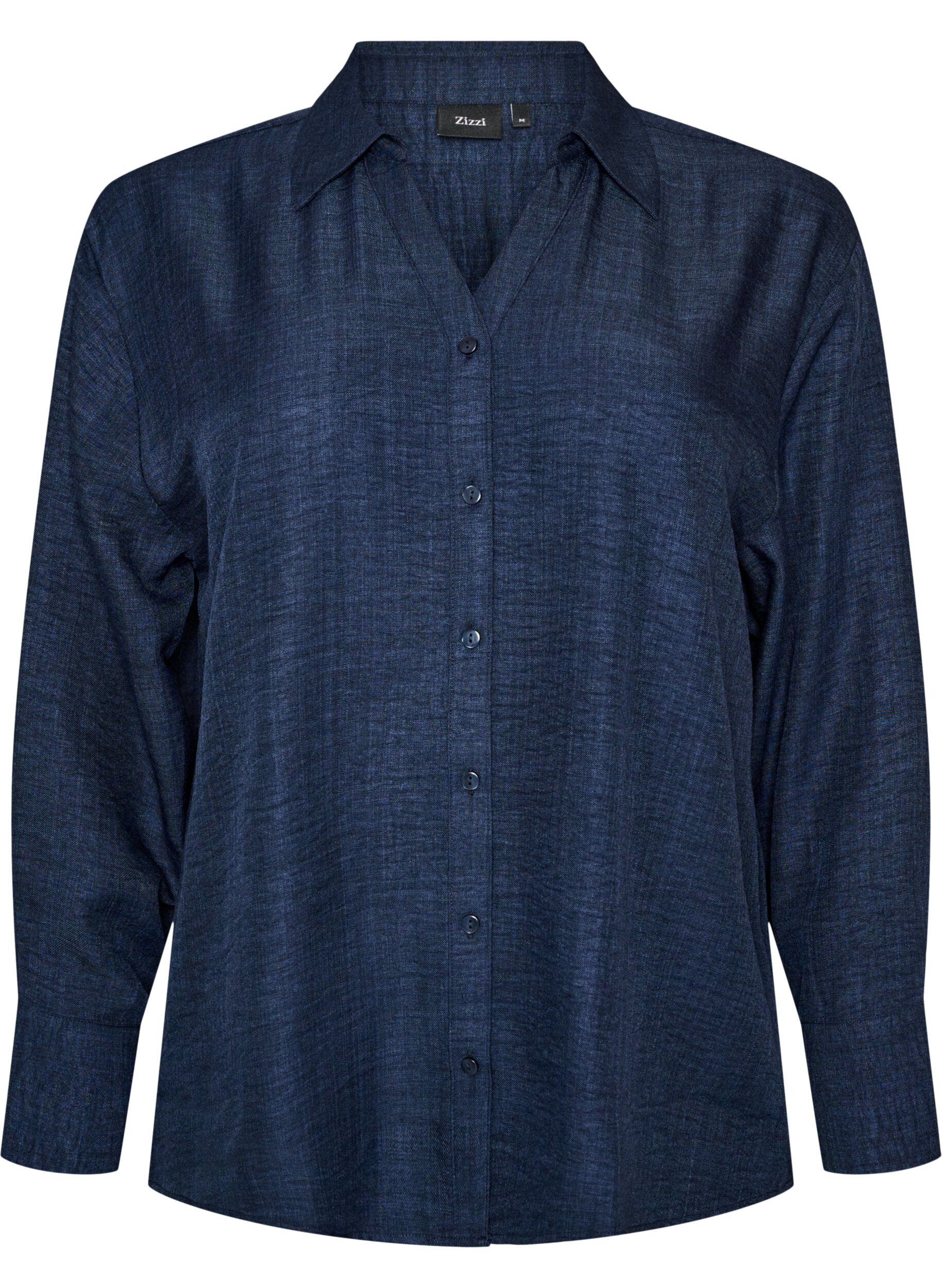 ZizzifashionLoose shirt with V-neck, Blue, Packshot image number 0