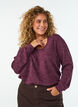 Jersey blouse with a V-neck and long sleeves, Dark Bordeaux, Model image number 0